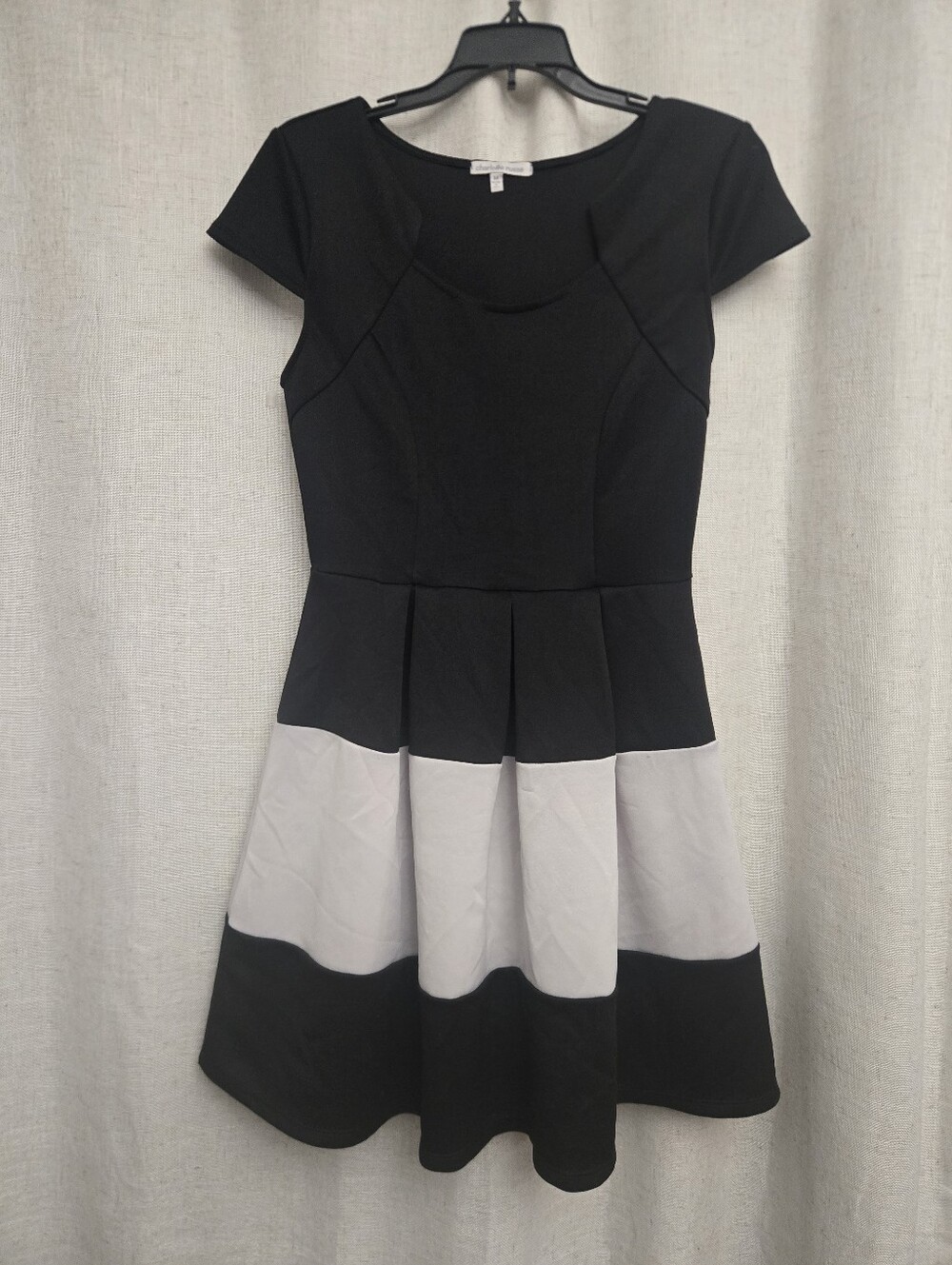 Charlotte Russe Black White Colorblock Fit & Flare Dress M